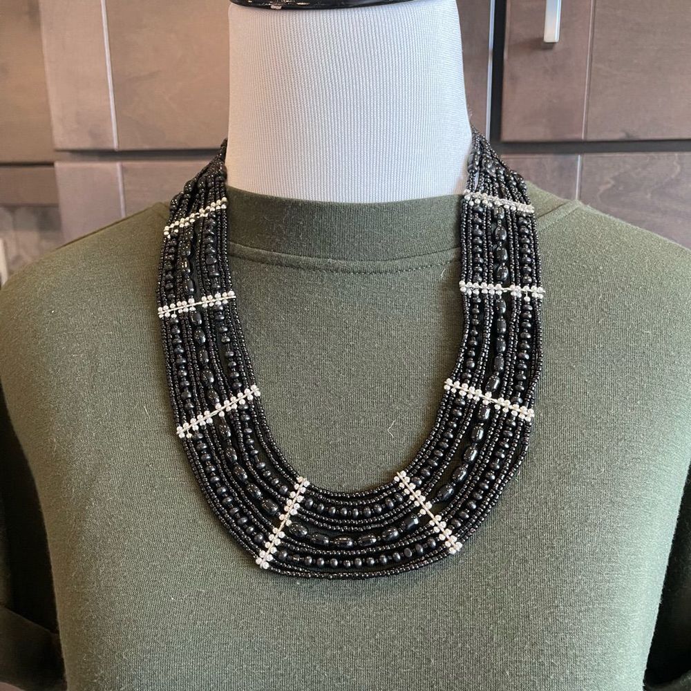 Stunning Beaded Bib Statement Necklace - image 3